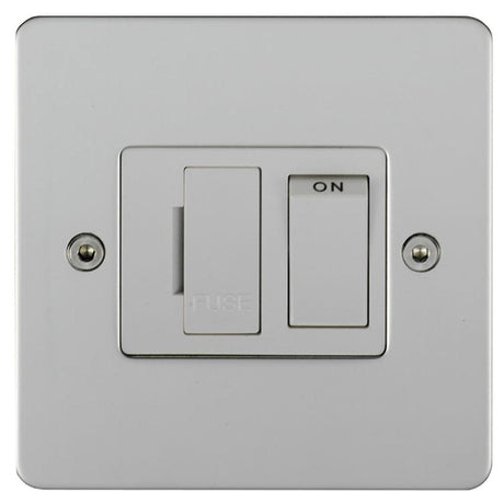 EuroLite Electrical Polished Stainless Steel / Switched Fuse Spur / (With White Trim) Eurolite Stainless Steel Switched Fuse Spur - Polished Stainless Steel (With White Trim)