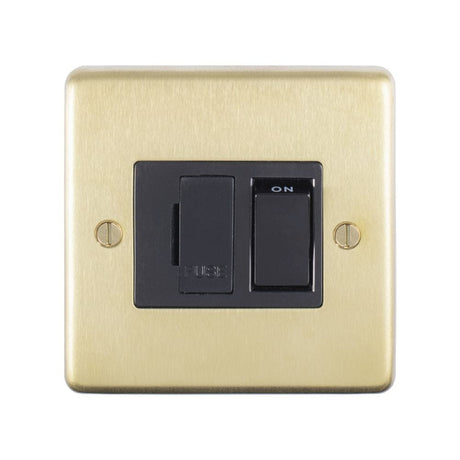 EuroLite Electrical Satin Brass / Switched Fuse Spur / (With Black Trim) Eurolite Stainless Steel Switched Fuse Spur - Satin Brass (With Black Trim)