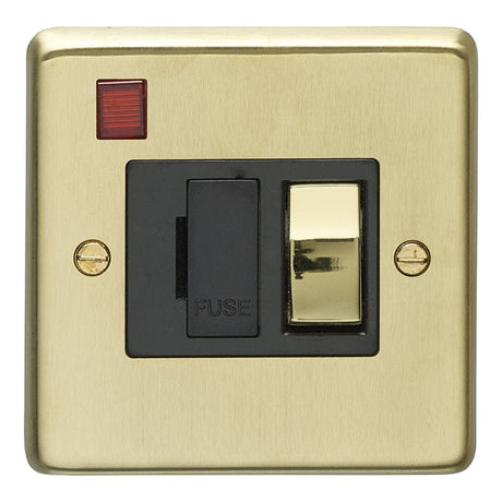 EuroLite Electrical Satin Brass / Switched Fuse Spur / (With Black Trim) Eurolite Stainless Steel Switched Fuse Spur - Satin Brass (With Black Trim)