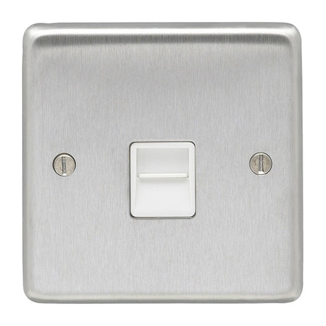 EuroLite Electrical Satin Stainless Steel / Telephone Master / (With White Trim) Eurolite Stainless Steel Telephone Master - Satin Stainless Steel (With White Trim)