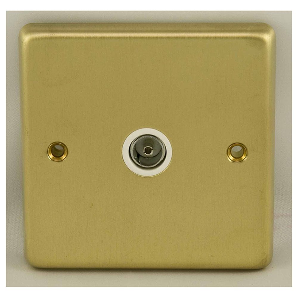 EuroLite Electrical Satin Brass / TV / (With White Trim) Eurolite Stainless Steel TV - Satin Brass (With White Trim)