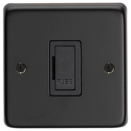 EuroLite Electrical Matt Black / Unswitched Fuse Spur / (With Black Trim) Eurolite Stainless Steel Unswitched Fuse Spur - Matt Black (With Black Trim)