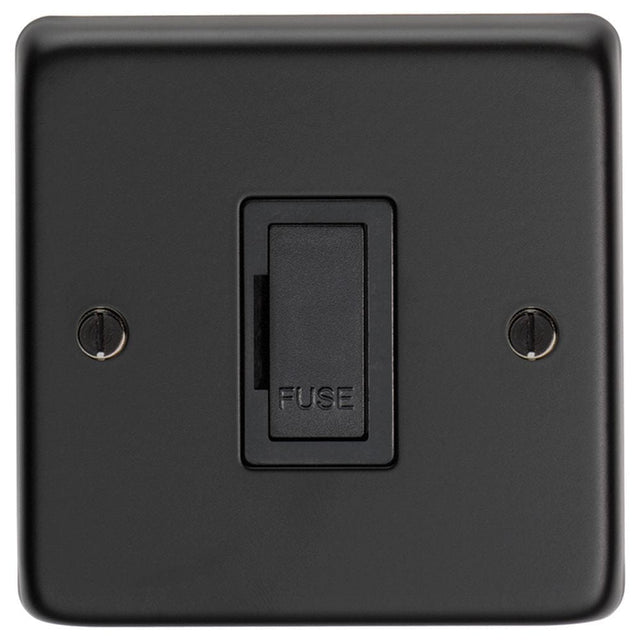 EuroLite Electrical Matt Black / Unswitched Fuse Spur / (With Black Trim) Eurolite Stainless Steel Unswitched Fuse Spur - Matt Black (With Black Trim)