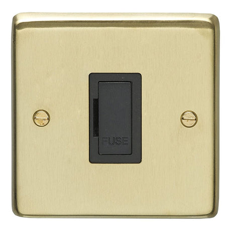 EuroLite Electrical Satin Brass / Unswitched Fuse Spur / (With Black Trim) Eurolite Stainless Steel Unswitched Fuse Spur - Satin Brass (With Black Trim)