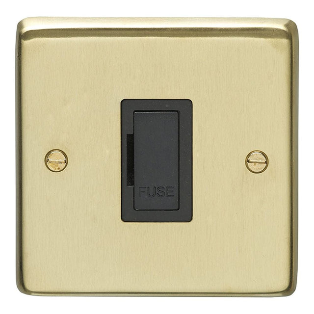 EuroLite Electrical Satin Brass / Unswitched Fuse Spur / (With Black Trim) Eurolite Stainless Steel Unswitched Fuse Spur - Satin Brass (With Black Trim)
