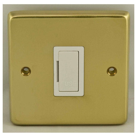 EuroLite Electrical Satin Brass / Unswitched Fuse Spur / (With White Trim) Eurolite Stainless Steel Unswitched Fuse Spur - Satin Brass (With White Trim)