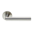 Eurospec Door Furniture Satin Stainless Steel / Round Rose Eurospec - 19mm Dia. Grade 4 Mitred Safety Lever on Round Rose - Satin Stainless