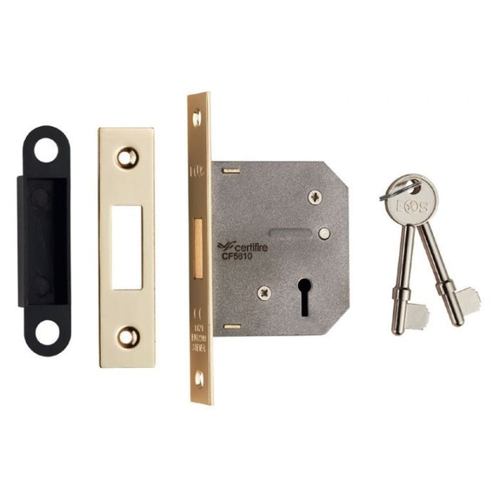 Eurospec Locks & Latches Electro Brass / 3 Lever Deadlock / 2.5" / 65mm Eurospec - 3 Lever Deadlock 64mm - Electro Brassed