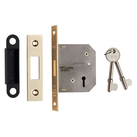 Eurospec Locks & Latches Electro Brass / 3 Lever Deadlock / 2.5" / 65mm Eurospec - 3 Lever Deadlock 64mm - Electro Brassed