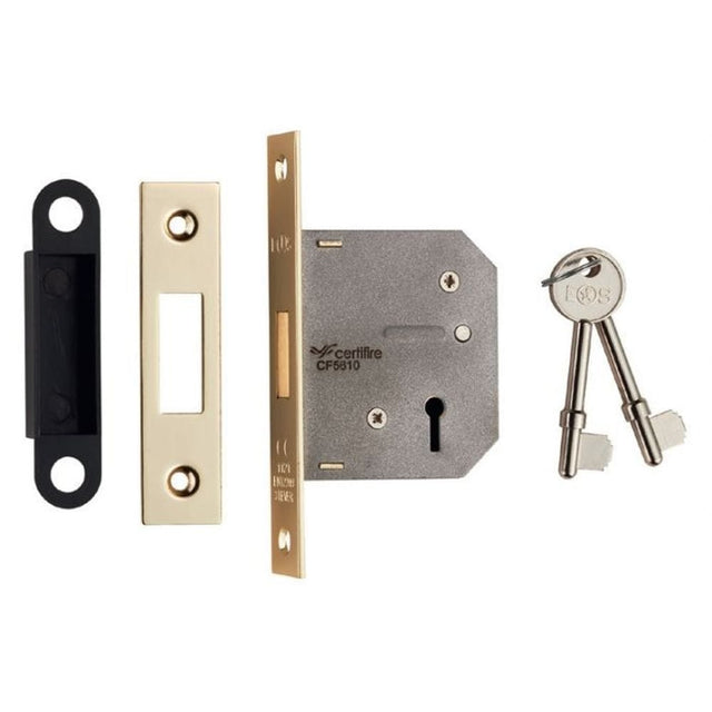 Eurospec Locks & Latches Electro Brass / 3 Lever Deadlock / 2.5" / 65mm Eurospec - 3 Lever Deadlock 64mm - Electro Brassed