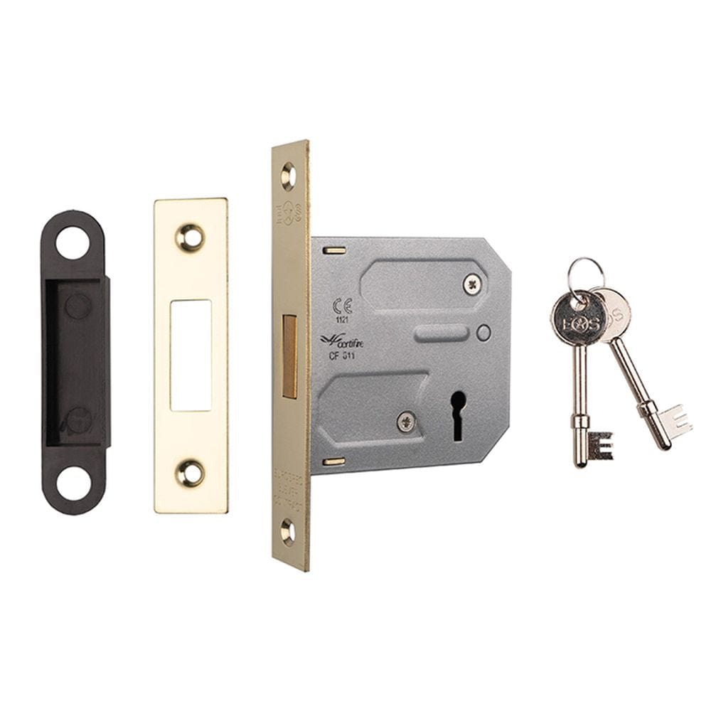 Eurospec Locks & Latches Electro Brass / 3 Lever Deadlock / 3" / 76mm Eurospec - 3 Lever Deadlock 76mm - Electro Brassed