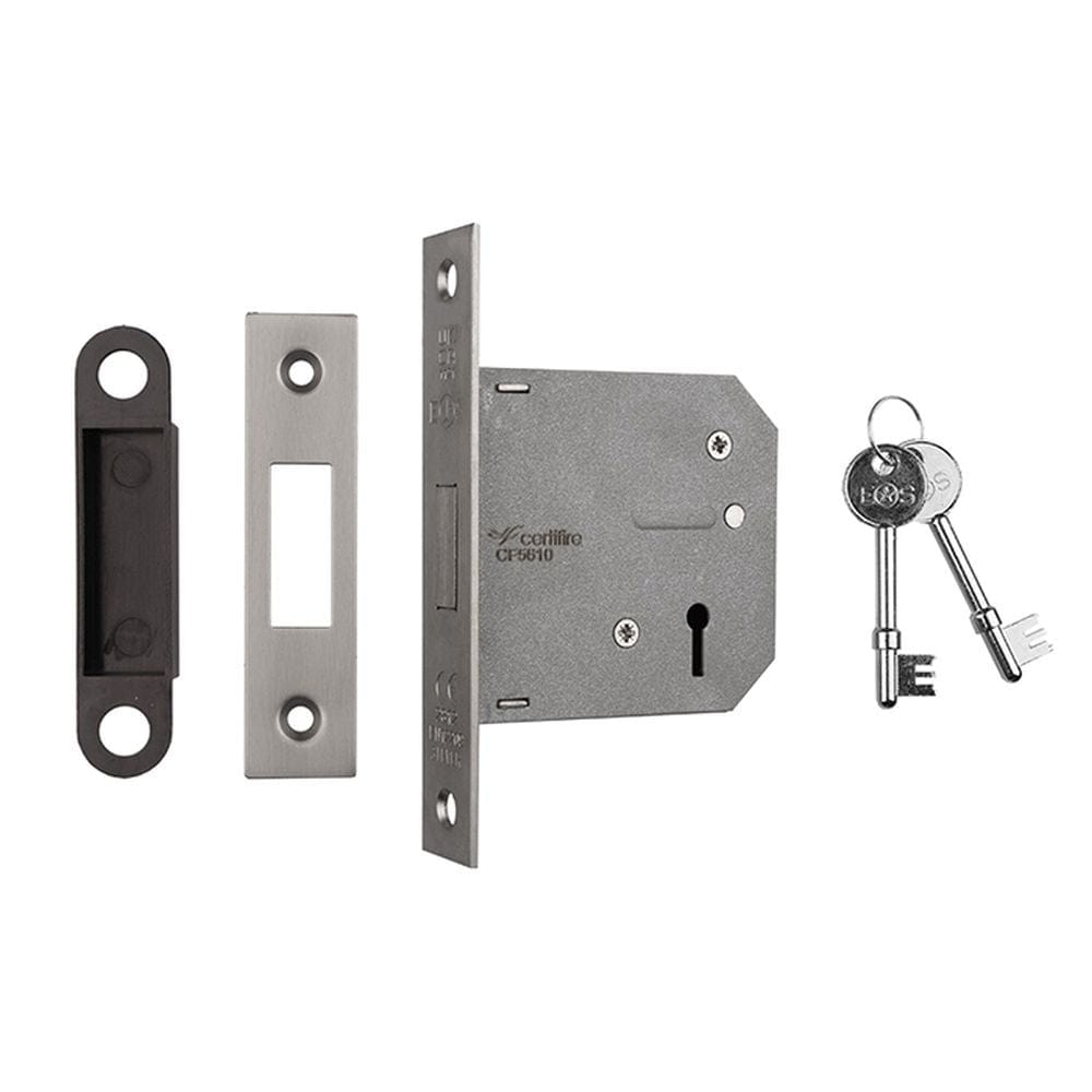 Eurospec Locks & Latches Satin Nickel / 3 Lever Deadlock / 3" / 76mm Eurospec - 3 Lever Deadlock 76mm - Satin Nickel