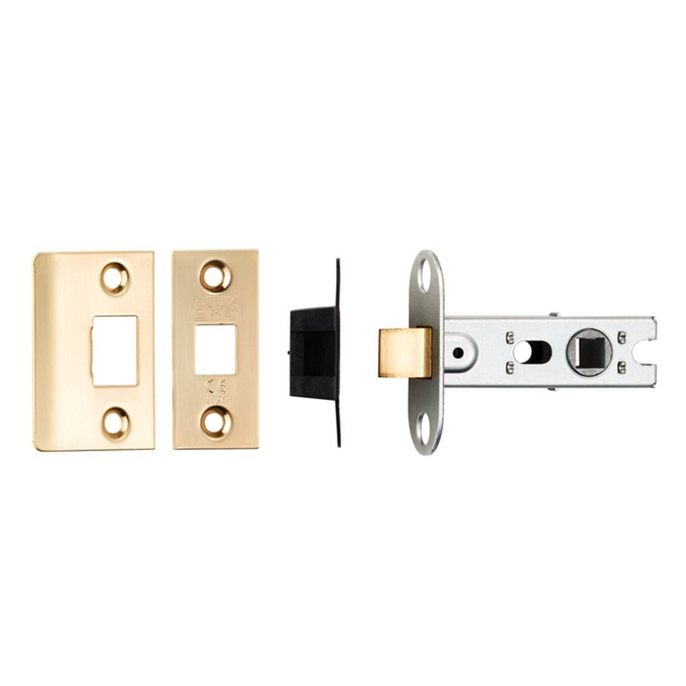 Eurospec Locks & Latches Satin Brass / Tubular Mortice Latch / 2.5" Eurospec - 64Mm Ce B/T Tubular Mortice Latch Square - Satin Brass