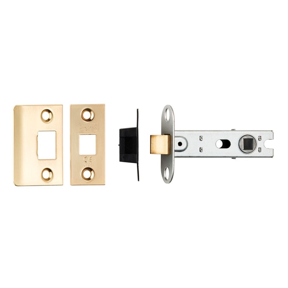 Eurospec Locks & Latches Satin Brass / Tubular Mortice Latch / 3" Eurospec - 76Mm Ce B/T Tubular Mortice Latch Square - Satin Brass