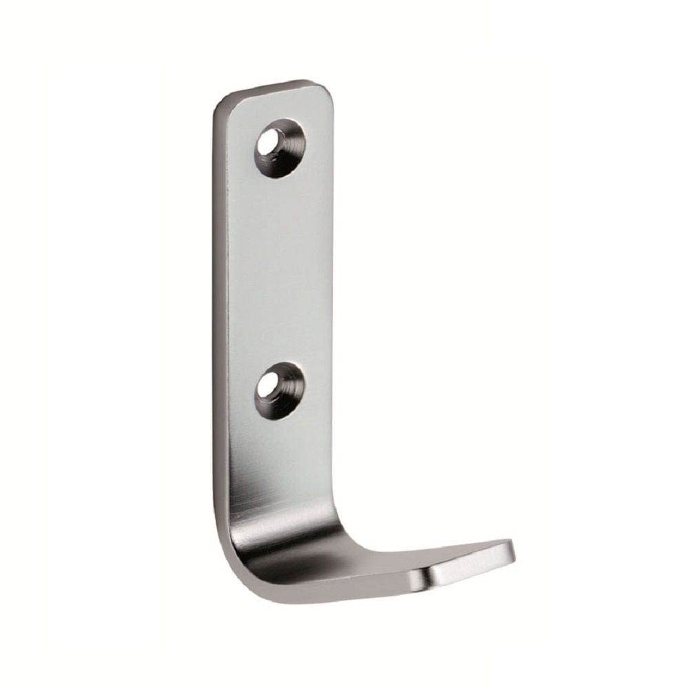 Eurospec Accessories Satin Anodised Aluminium / Single Coat Hooks Eurospec - Aluminium Flat Coat Hook - Satin Anodised Aluminium