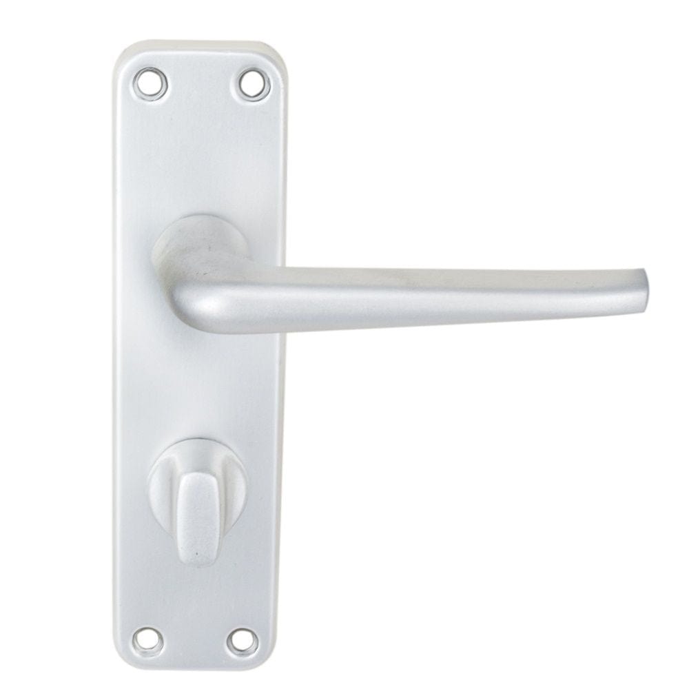 Eurospec Door Furniture Satin Anodised Aluminium / Bathroom Lock Handles Eurospec - Aluminium Lever on WC Backplate - Satin Anodised Aluminium