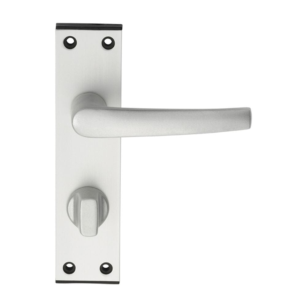 Eurospec Door Furniture Satin Anodised Aluminium / Privacy Handles Eurospec - Aluminium MIAL Lever on bathroom / privacy backplate - Satin Anodised