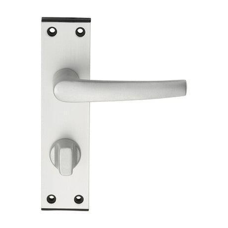 Eurospec Door Furniture Satin Anodised Aluminium / Privacy Handles Eurospec - Aluminium MIAL Lever on bathroom / privacy backplate - Satin Anodised
