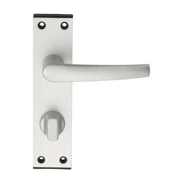 Eurospec Door Furniture Satin Anodised Aluminium / Privacy Handles Eurospec - Aluminium MIAL Lever on bathroom / privacy backplate - Satin Anodised