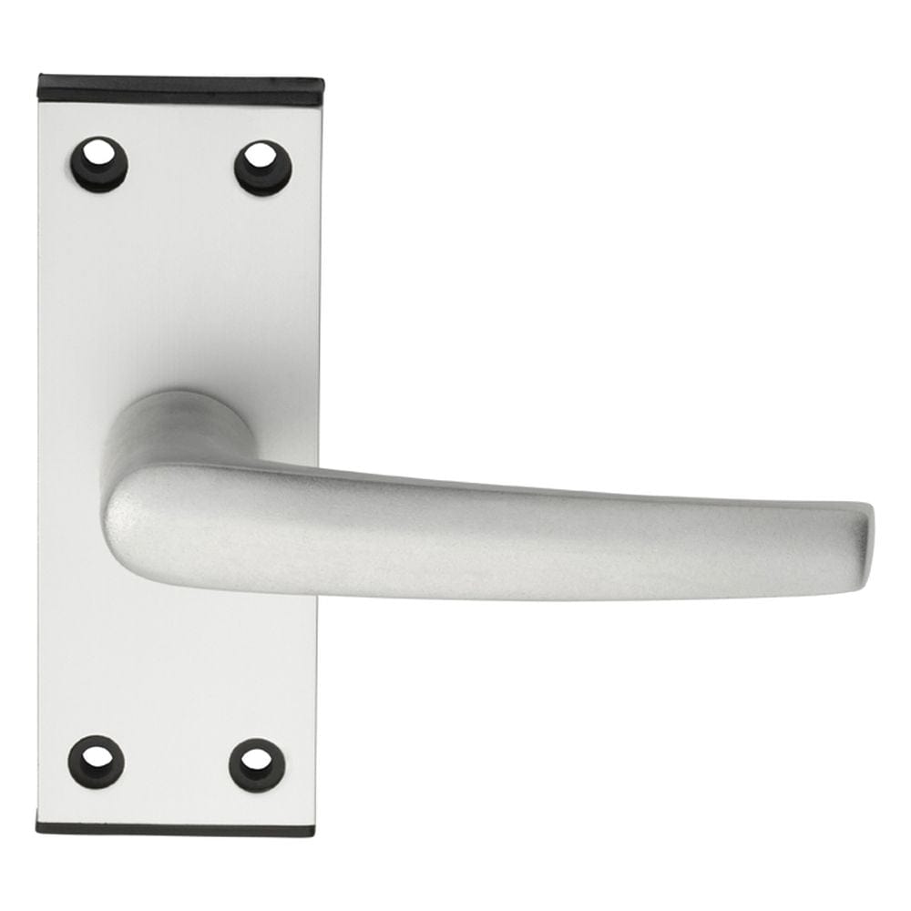 Eurospec Door Furniture Satin Anodised Aluminium / Latch Handles Eurospec - Aluminium MIAL Lever on Latch backplate - Satin Anodised Aluminium