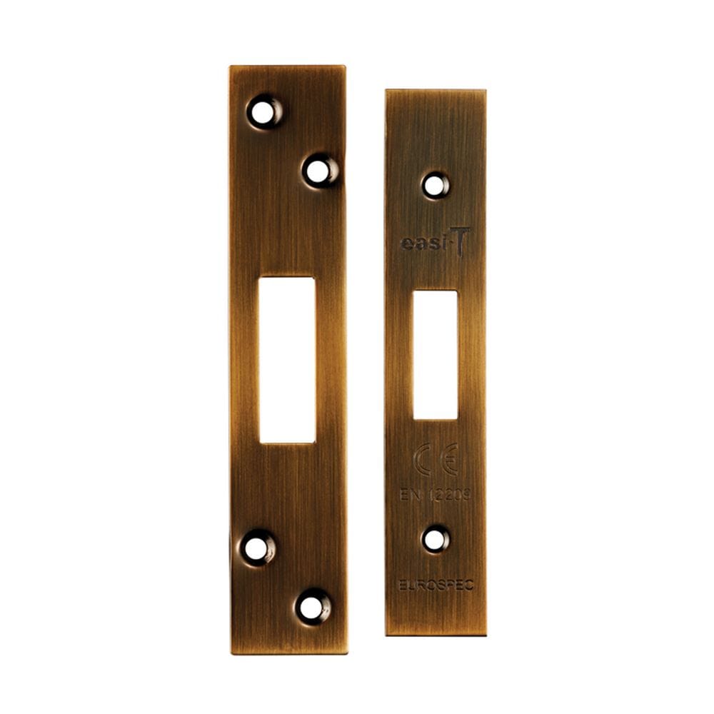 Eurospec Locks & Latches Antique Brass / Forend Strike & Fixing Packs Eurospec - Architectural Deadlock Forend & Strike Pack - Antique Brass