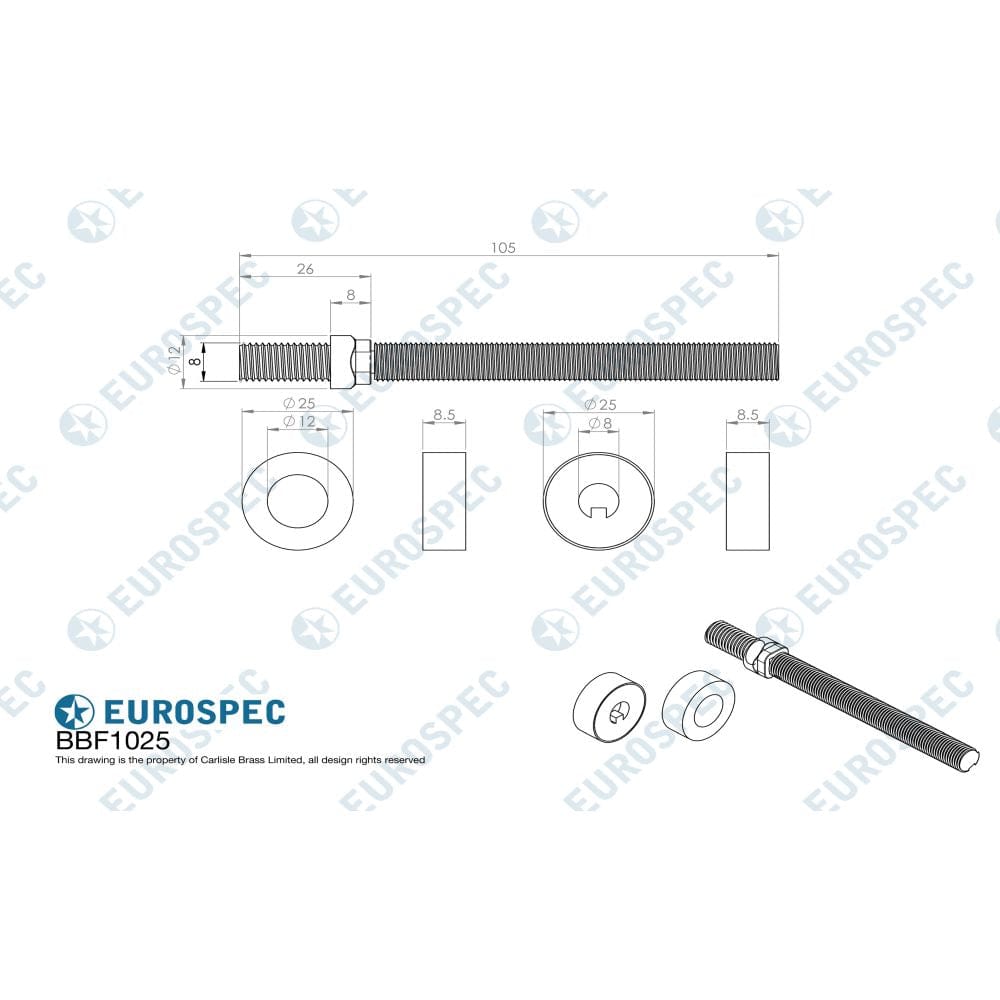 Eurospec Door Furniture Satin Stainless Steel Eurospec - Back To Back Fixing Pack - Satin Stainless Steel