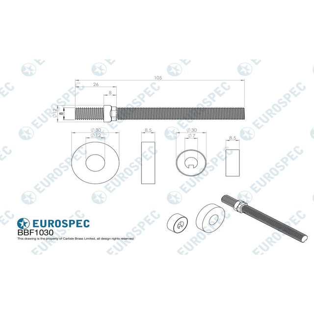 Eurospec Door Furniture Satin Stainless Steel Eurospec - Back To Back Fixing Pack - Satin Stainless Steel