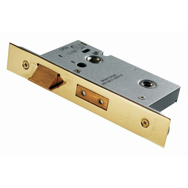 Eurospec Locks & Latches Stainless Brass / Bathroom Lock / 2.5" / 65mm Eurospec - Bathroom Lock 64mm - Stainless Brass