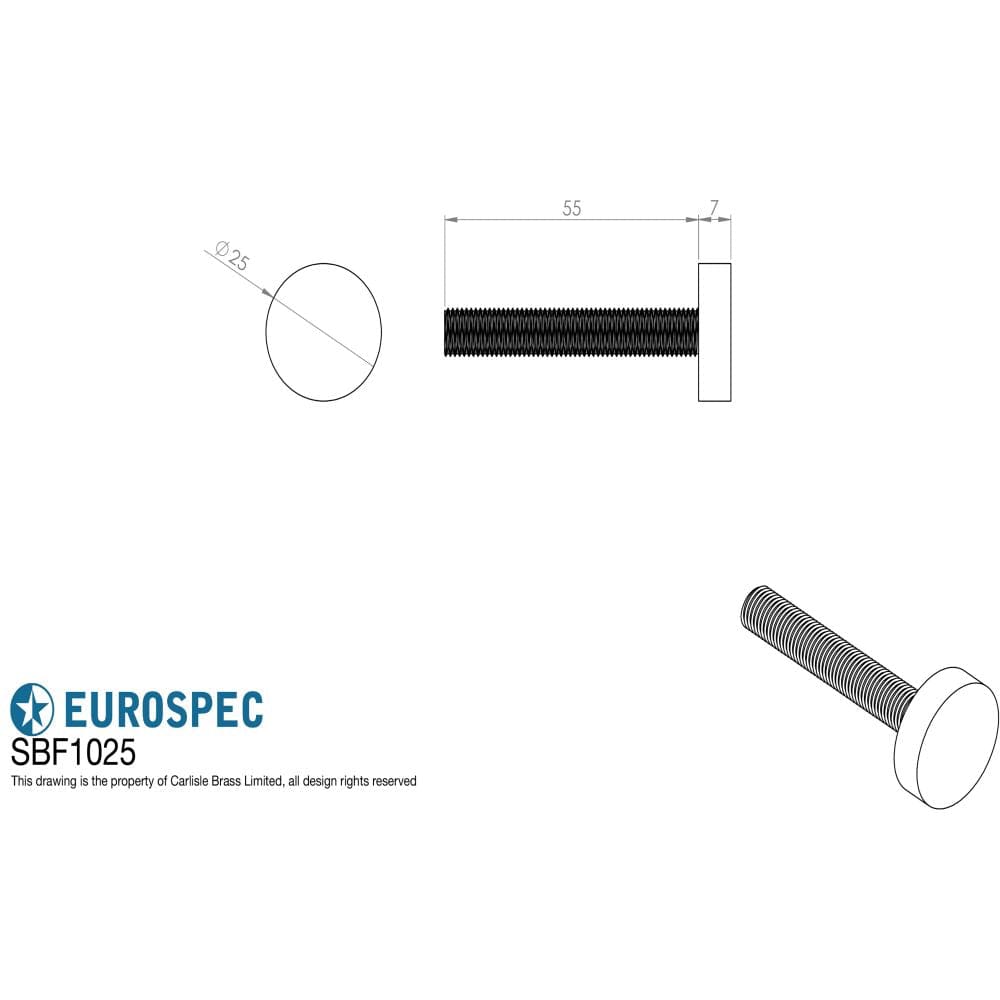 Eurospec Door Furniture Satin Stainless Steel / Fixing Packs Eurospec - Bolt Cap Fixing Pack To Suit 25Mm Pull Handle