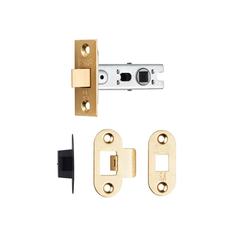 Eurospec Locks & Latches Electro Brass / Tubular Mortice Latch Eurospec - Bolt Through Tubular Latch Radius - Electro Brassed