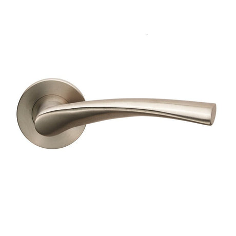 Eurospec Door Furniture Satin Stainless Steel / Round Rose Eurospec - Breeze Lever on 6mm Slim Fit Sprung Rose - Satin Stainless Steel