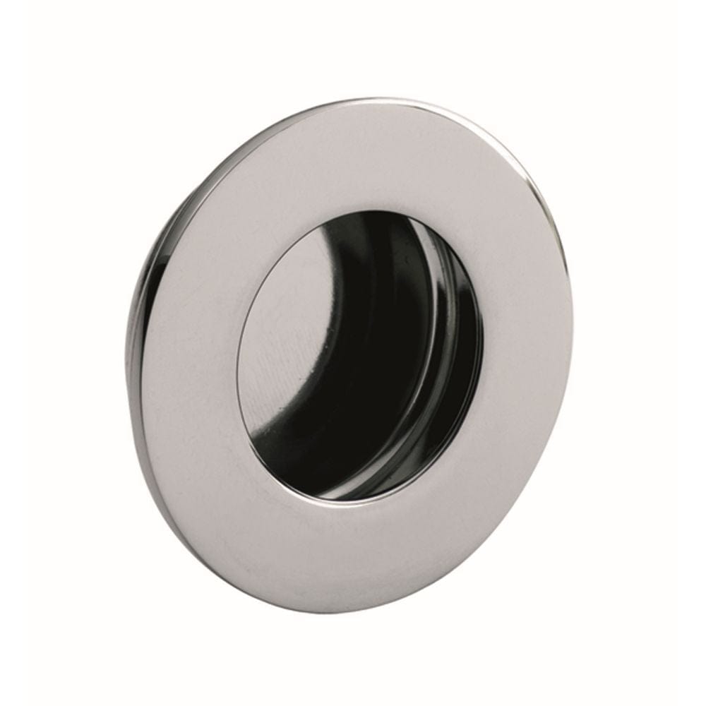 Eurospec Cabinet Hardware Polished Stainless Steel / Flush Handle / Round Eurospec - Circular Flush Pull - Bright Stainless Steel