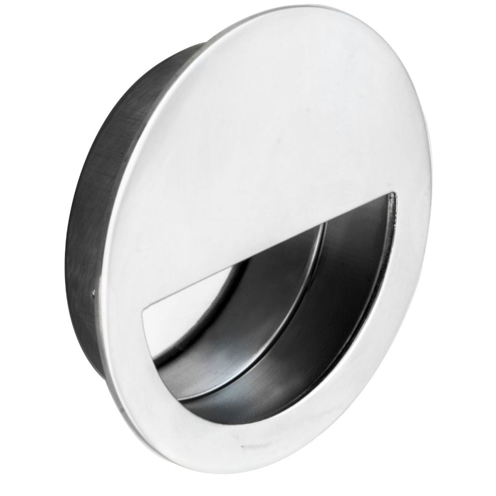 Eurospec Cabinet Hardware Polished Stainless Steel / Flush Handle / Round Eurospec - Circular Flush Pull - Bright Stainless Steel