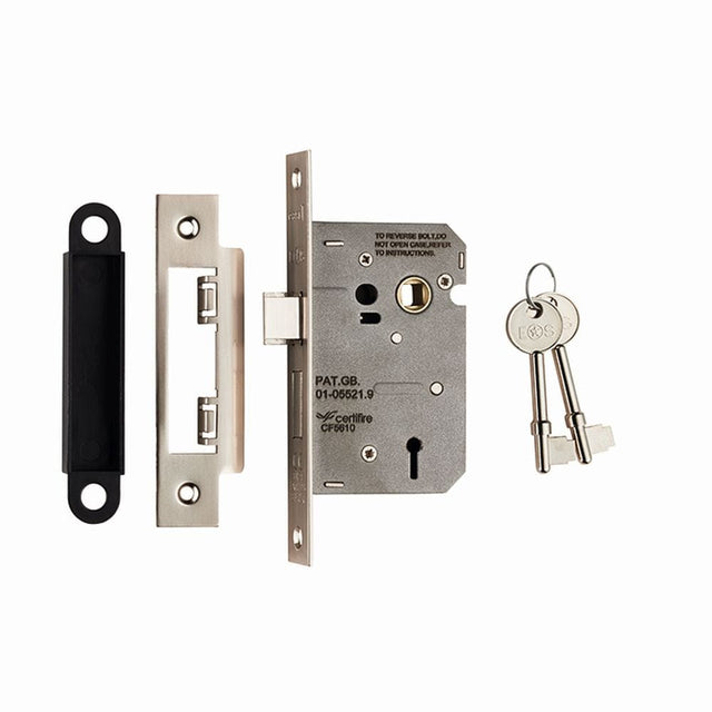 Eurospec Locks & Latches Satin Nickel / 3 Lever Sashlocks / 2.5" / 65mm Eurospec - Contract 3 Lever Sashlock 64mm - Satin Nickel