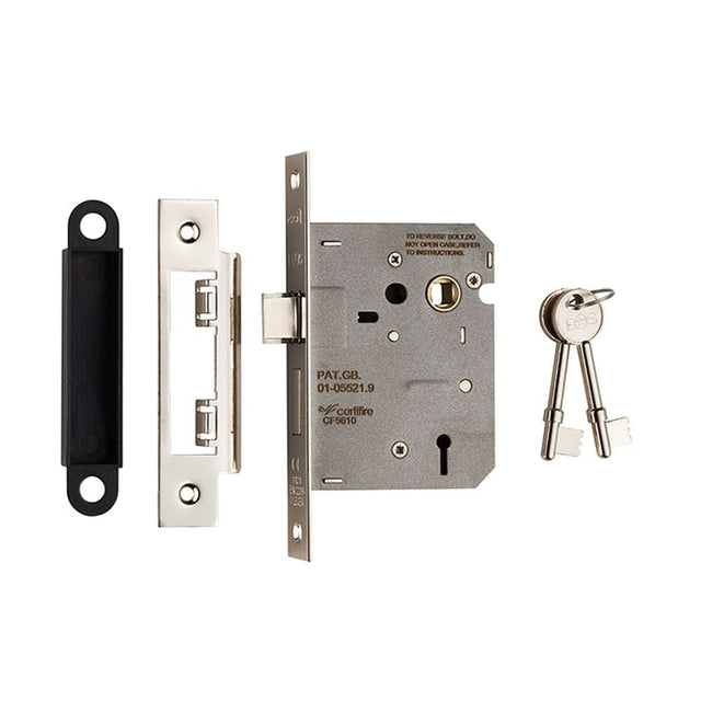 Eurospec Locks & Latches Nickel Plated / 3 Lever Sashlocks / 3" / 76mm Eurospec - Contract 3 Lever Sashlock 76mm - Nickel Plate