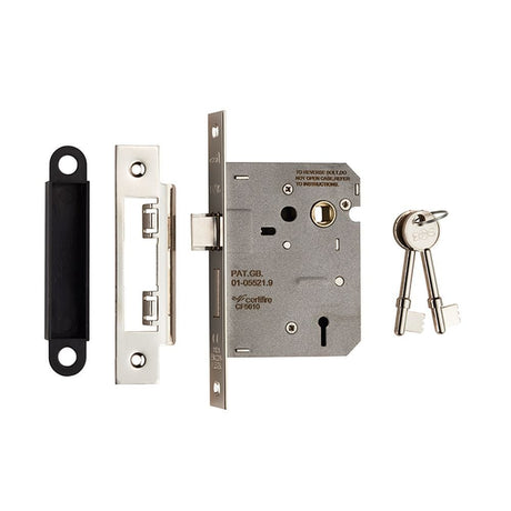 Eurospec Locks & Latches Nickel Plated / 3 Lever Sashlocks / 3" / 76mm Eurospec - Contract 3 Lever Sashlock 76mm - Nickel Plate