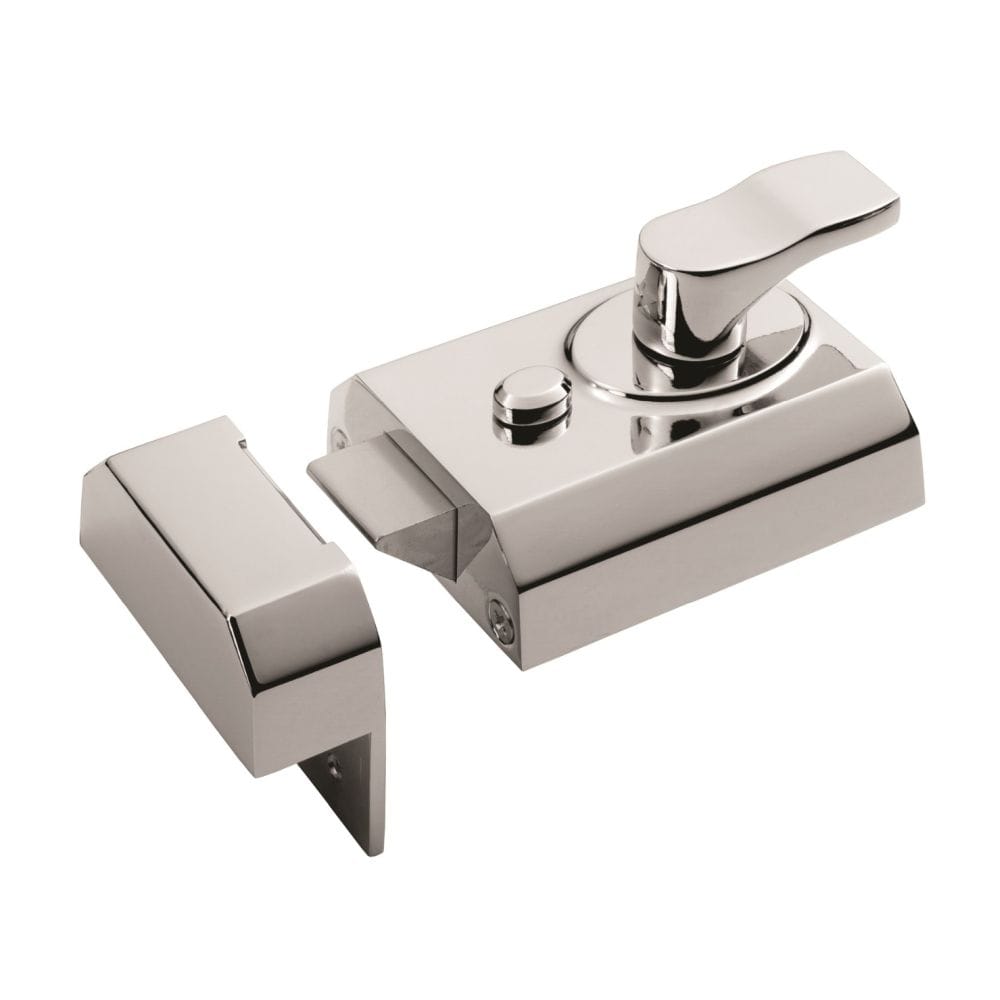 Eurospec Locks & Latches Polished Chrome / 60mm Eurospec - Contract Rim Cylinder Nightlatch Complete 60mm - Polished Chrome