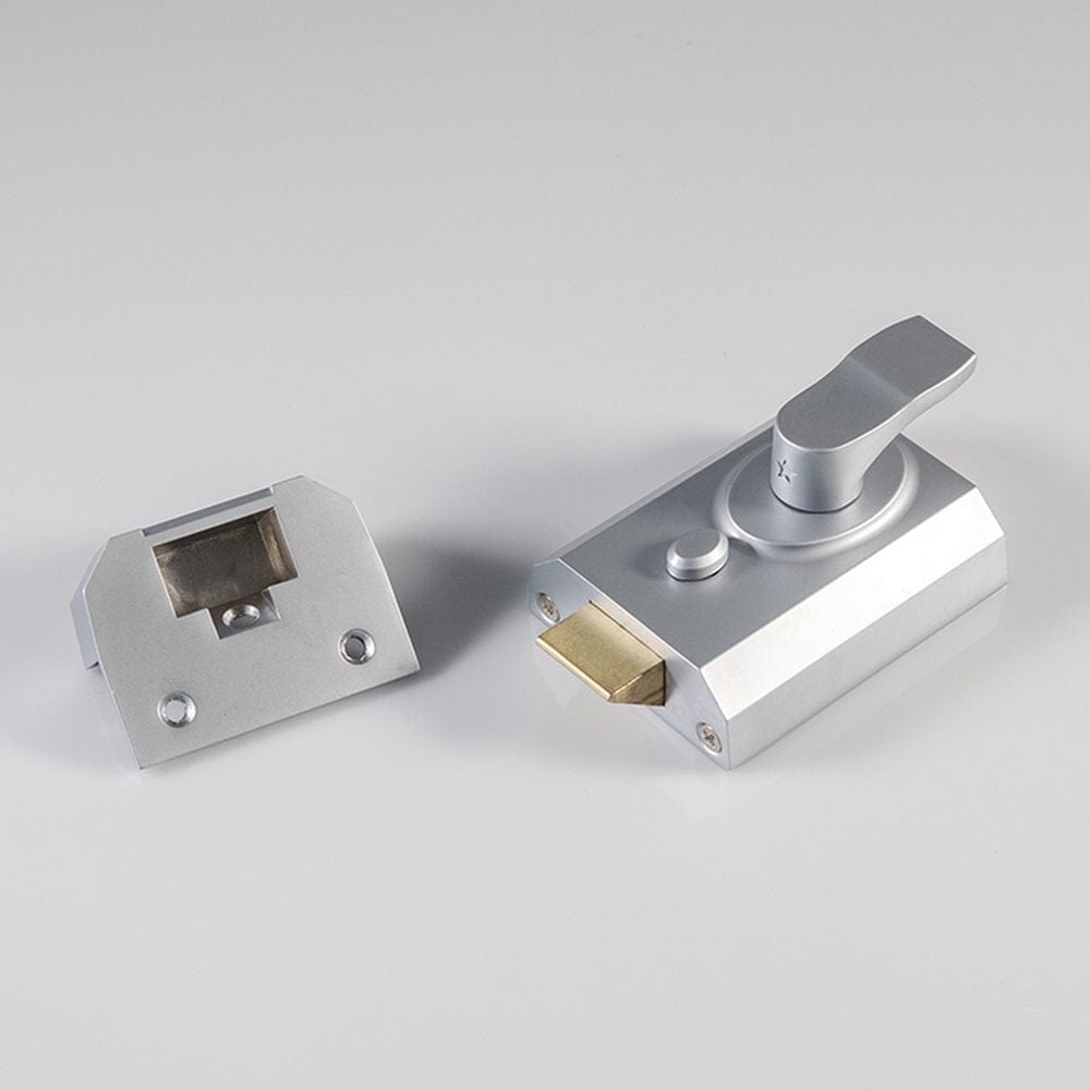 Eurospec Locks & Latches Satin Chrome / 60mm / Deadlocking Nightlatch Eurospec - Deadlocking Rim Cylinder Nightlatch 60mm - Satin Chrome