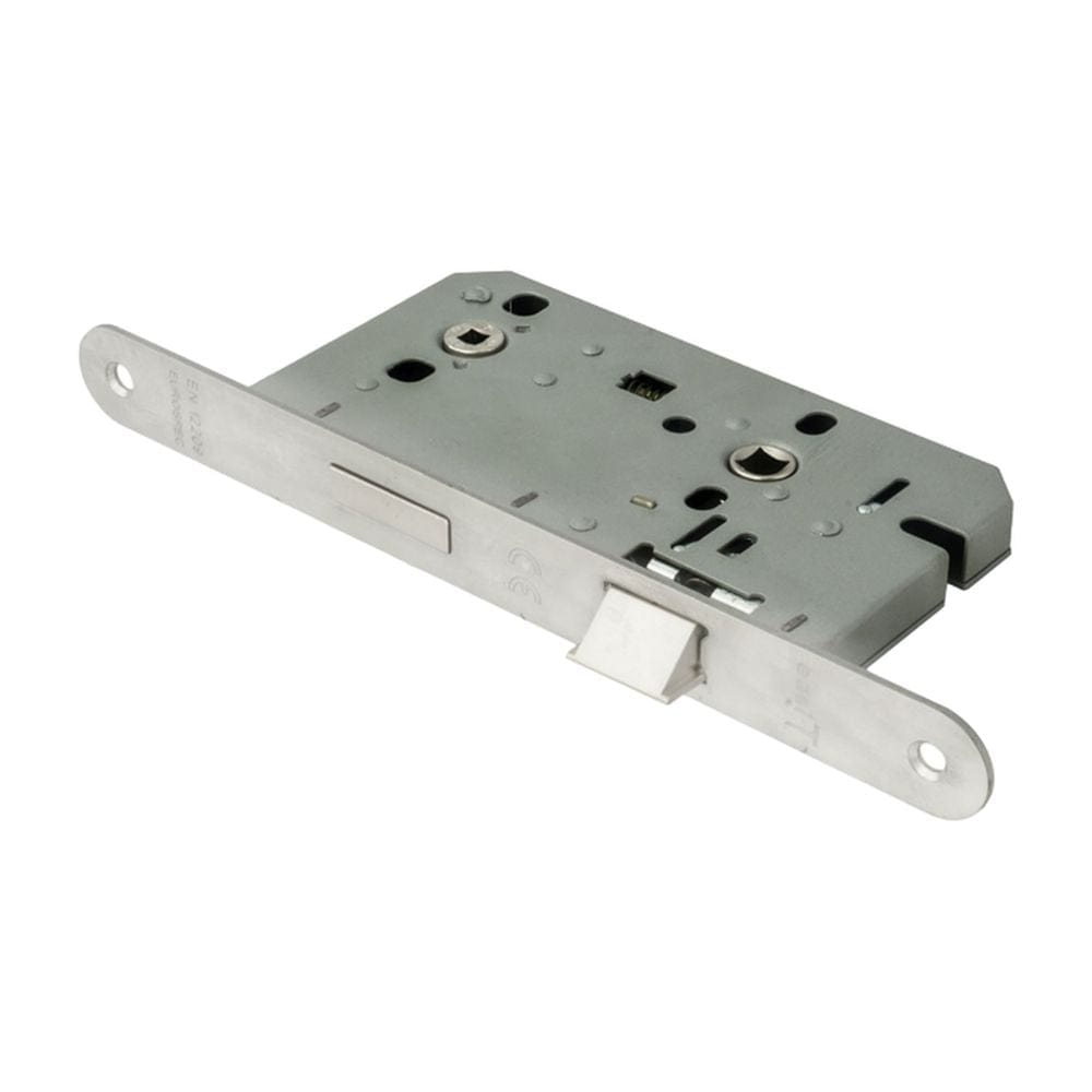 Eurospec Locks & Latches Satin Stainless Steel / DIN Bathroom Lock Eurospec - DIN Bathroom Lock Radius - Satin Stainless Steel
