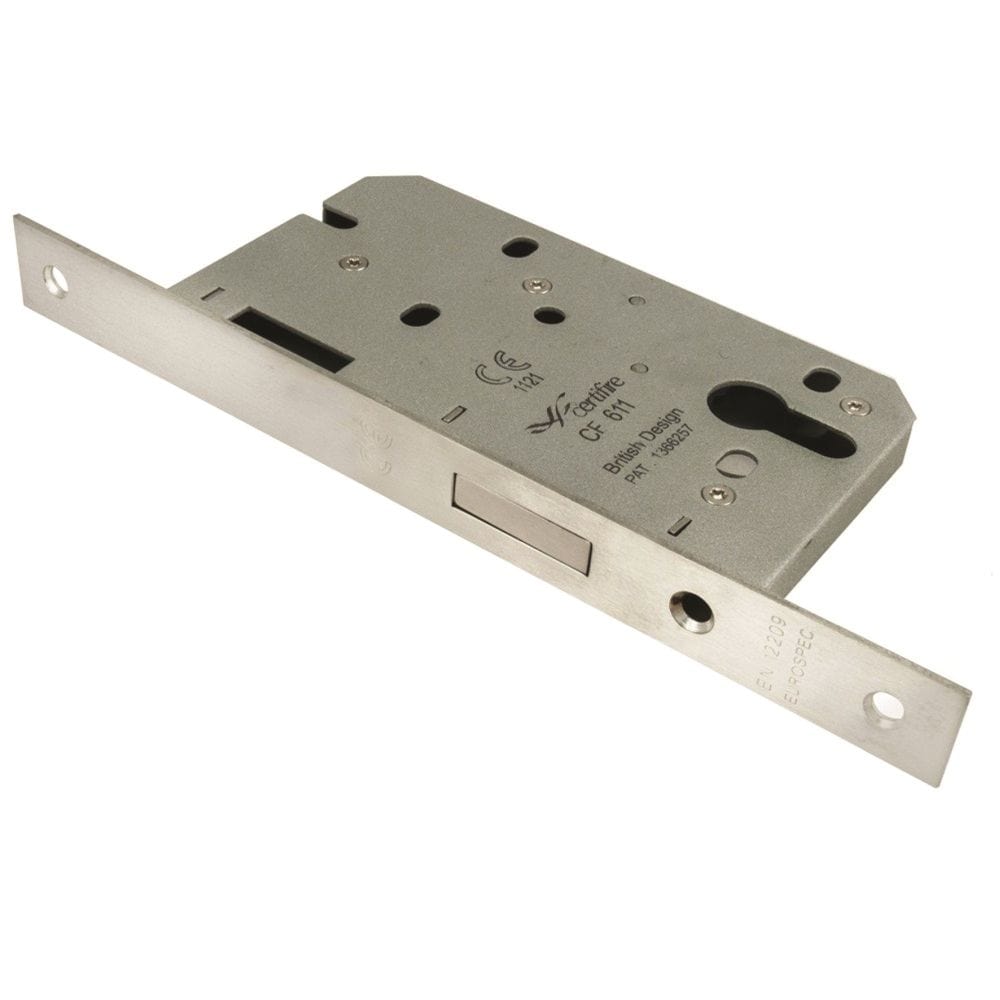 Eurospec Locks & Latches Satin Stainless Steel / DIN Euro Deadlock Eurospec - DIN Euro Profile Deadlock - Satin Stainless Steel