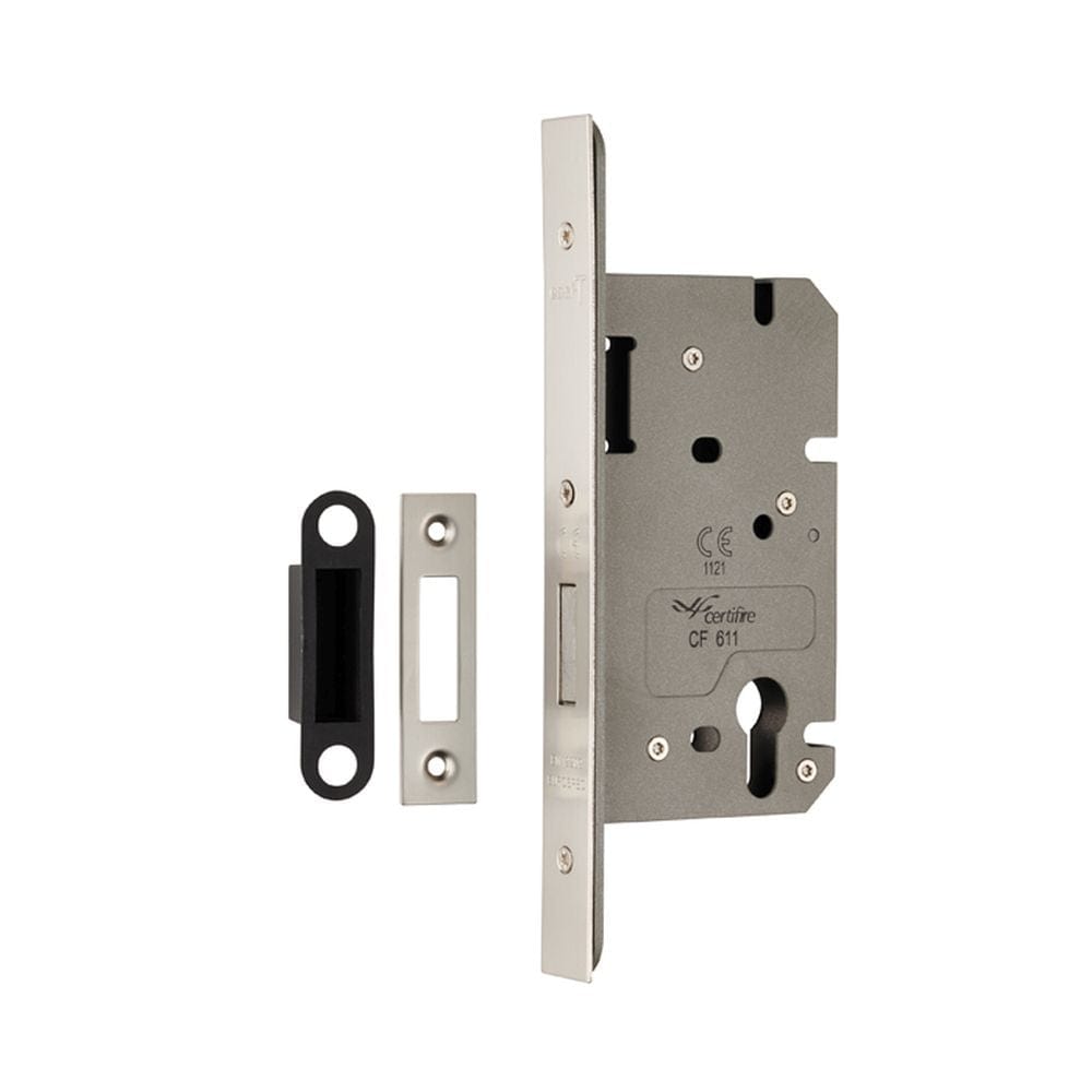 Eurospec Locks & Latches Satin Stainless Steel / DIN Euro Deadlock Eurospec - Easi T Din Euro Profile Deadlock - Satin Stainless Steel