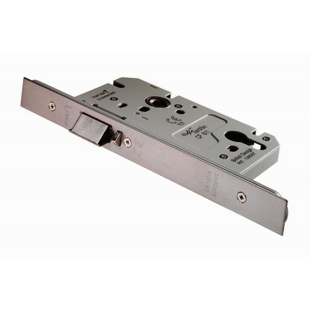 Eurospec Locks & Latches Satin Stainless Steel / DIN Night Latch Eurospec - Easi-T Din Euro Profile Nightlatch - Satin Stainless Steel