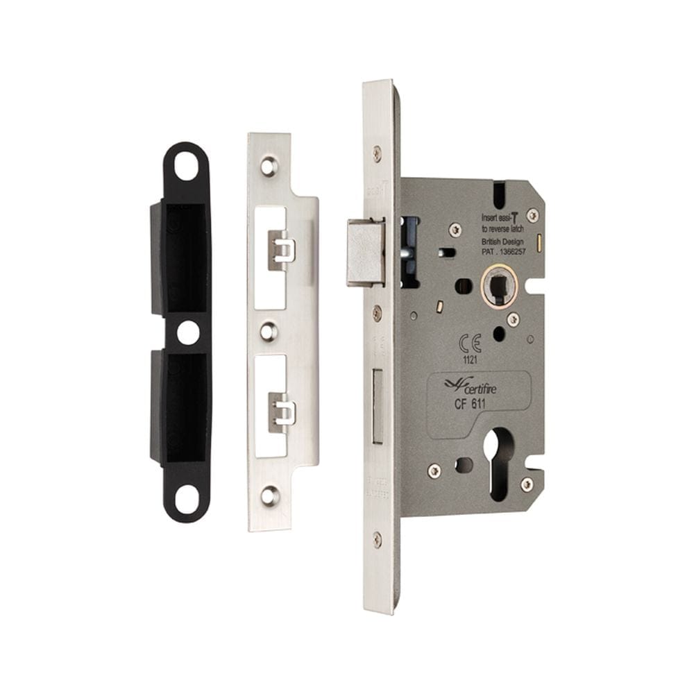 Eurospec Locks & Latches Satin Stainless Steel / DIN Euro Sash Lock Eurospec - Easi-T Din Euro Profile Sashlock - Satin Stainless Steel