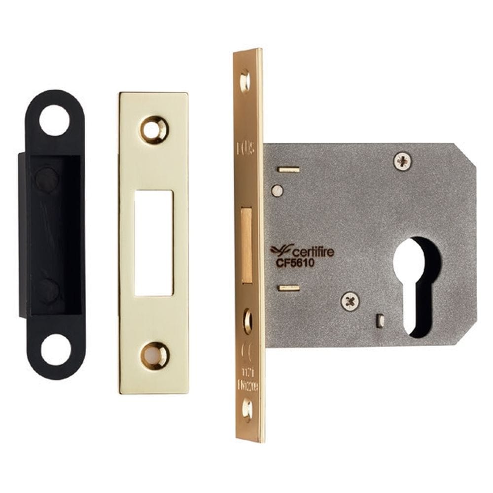 Eurospec Locks & Latches Electro Brass / Euro Profile Deadlocks / 3" / 76mm Eurospec - Easi-T Economy Euro Profile Deadlock 76mm - Electro Brassed