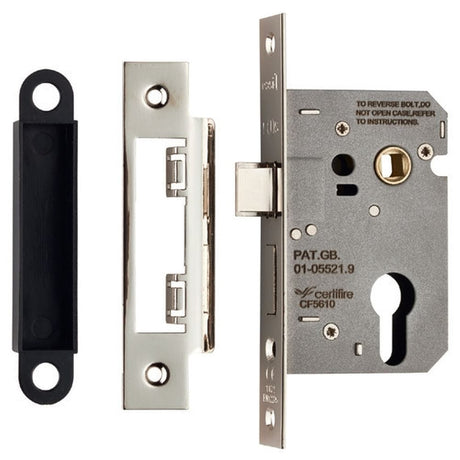 Eurospec Locks & Latches Nickel Plated / Euro Profile Sashlocks / 2.5" / 65mm Eurospec - Easi-T Economy Euro Profile Sashlock 64mm - Nickel Plate
