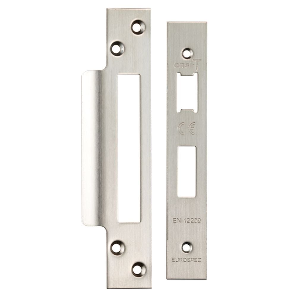 Eurospec Locks & Latches Satin Stainless Steel / Fixing Packs Eurospec - Easi - T Forend Strike and Fixing Pack-Satin Stainless Steel-Square F