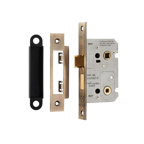 Eurospec Locks & Latches Antique Brass / Bathroom Lock / 2.5" / 65mm Eurospec - Easi-T Residential Bathroom Lock 65mm - Antique Brass
