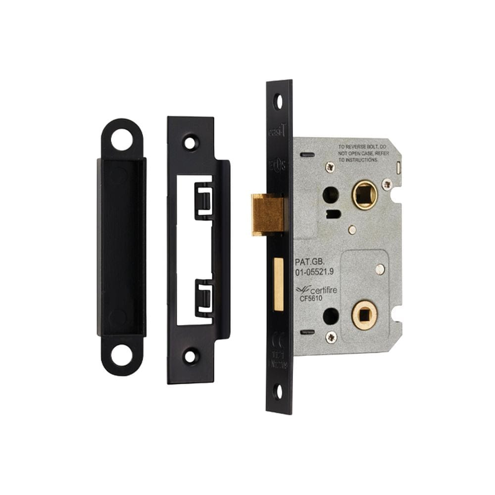 Eurospec Locks & Latches Matt Black / Bathroom Lock / 2.5" / 65mm Eurospec - Easi-T Residential Bathroom Lock 65mm - Matt Black