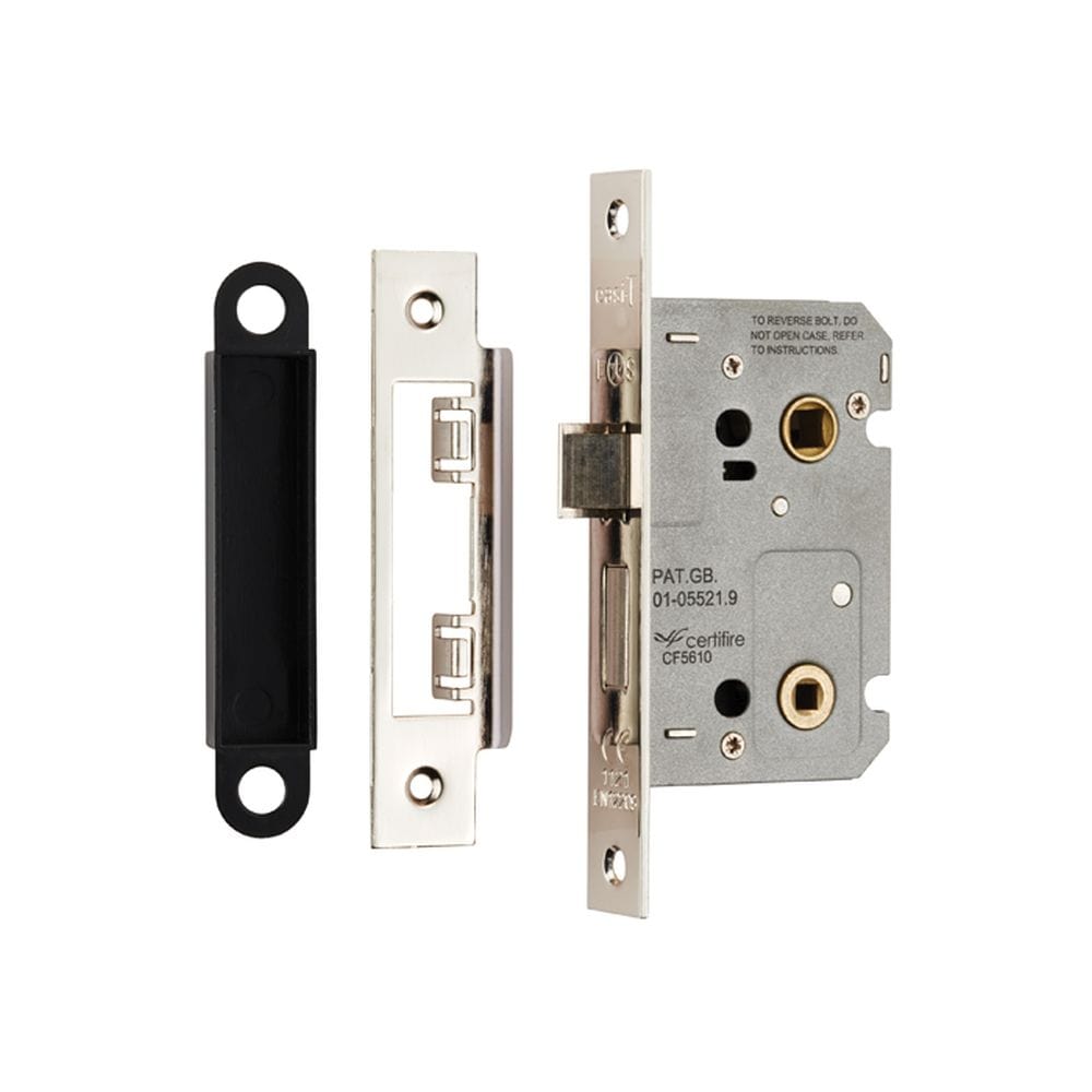 Eurospec Locks & Latches Nickel Plated / Bathroom Lock / 2.5" / 65mm Eurospec - Easi-T Residential Bathroom Lock 65mm - Nickel Plate