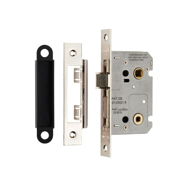 Eurospec Locks & Latches Nickel Plated / Bathroom Lock / 2.5" / 65mm Eurospec - Easi-T Residential Bathroom Lock 65mm - Nickel Plate